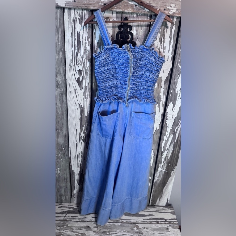 Sea New York Dakota Smocked Blue Denim Jumpsuit Size 2 See Description - Picture 10 of 12